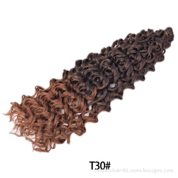 Wholesale Best Selling 24 Inches Ombre Light Color Wavy Bulk Cambodian Hair Crochet Braids Synthetic Braiding Hair Extensions